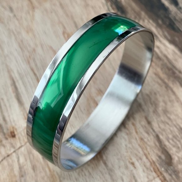 Dyrberg/Kern Aberdare green enamelled bangle bracelet - Picture 1 of 3